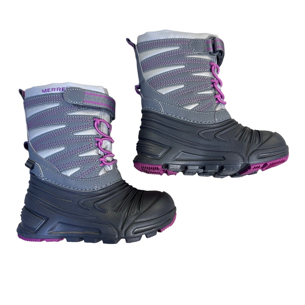 Merrell Snow Quest Lite 3.0 Jr Waterproof Snow Boots Grey Pink Kids 8M MK265782